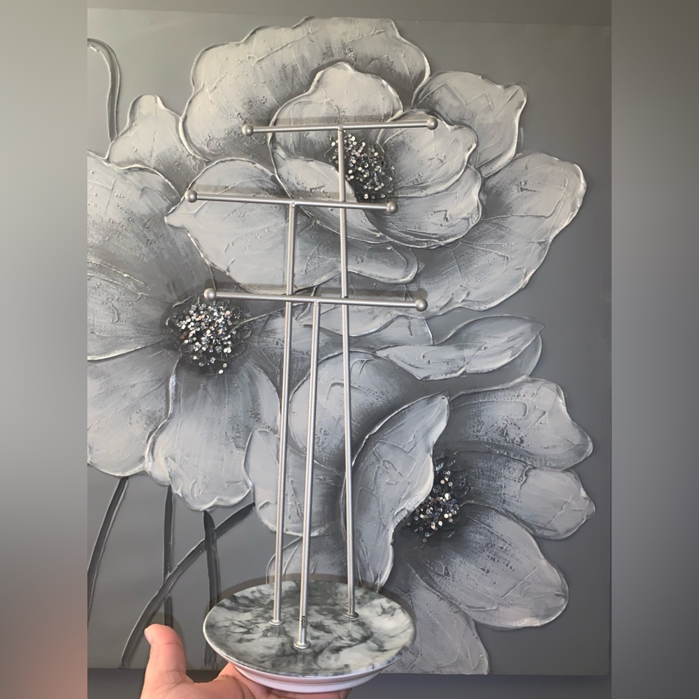 Marble plate jewelry tray organizer rack